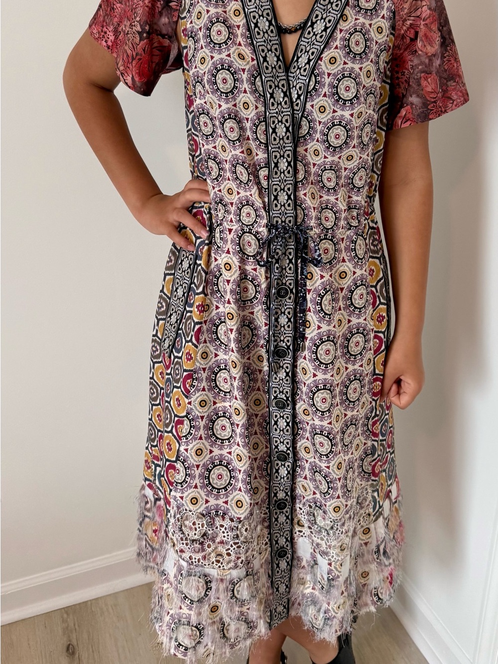 Byron Mars from Anthropology Boho Printed Midi Dress with drawstring waist